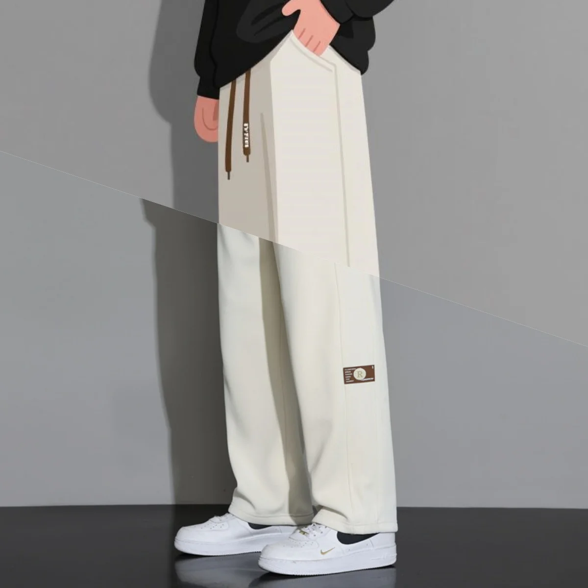

Men's Casual Pants, Men's Spring and Autumn New Style, Hanging Solid Color Sports Pants, Men Loose Straight Leg Wide Leg Pants