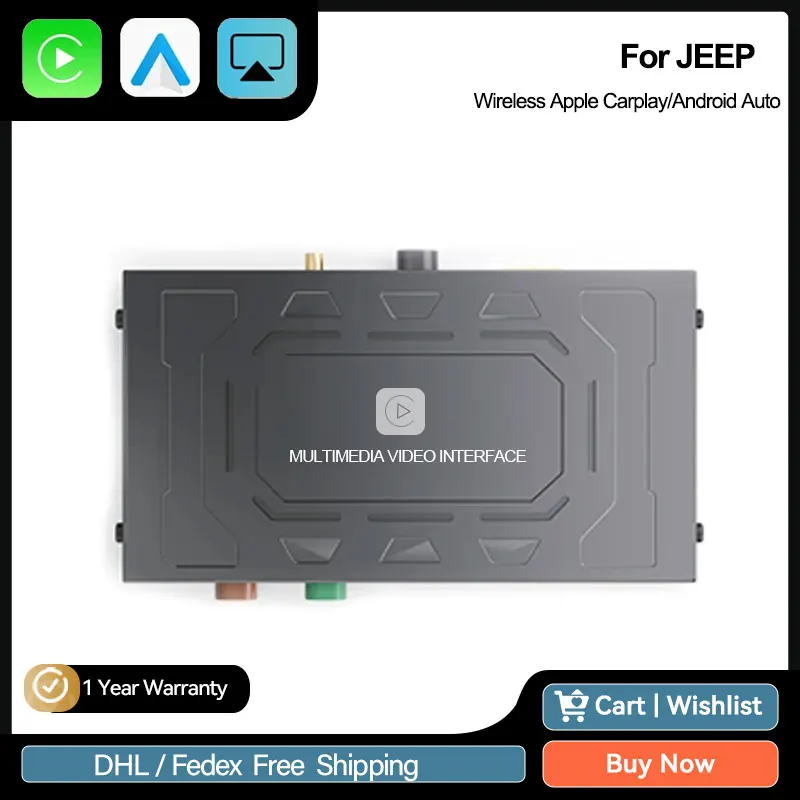 Décodeur CarPlay sans fil Android Auto, Kit de rénovation pour Jeep Grand TraffCommmander Compass Uconnect 8.4 2014-2020MY