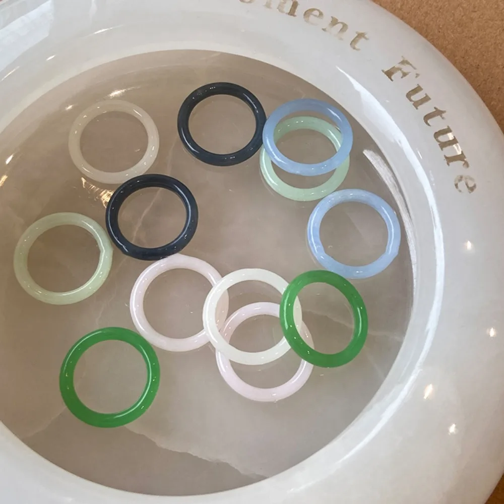 Fashion Plastic Resin Ring Transparent Round Acetic Acid Finger Ring Geometric Glass/Lucite Korean Style Accessories Women