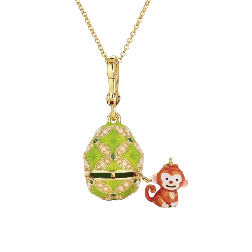 New Fashion Enamel Egg Pendant Necklace Chinese Style Opened Design Openable Pendant Necklace Openable Pendant