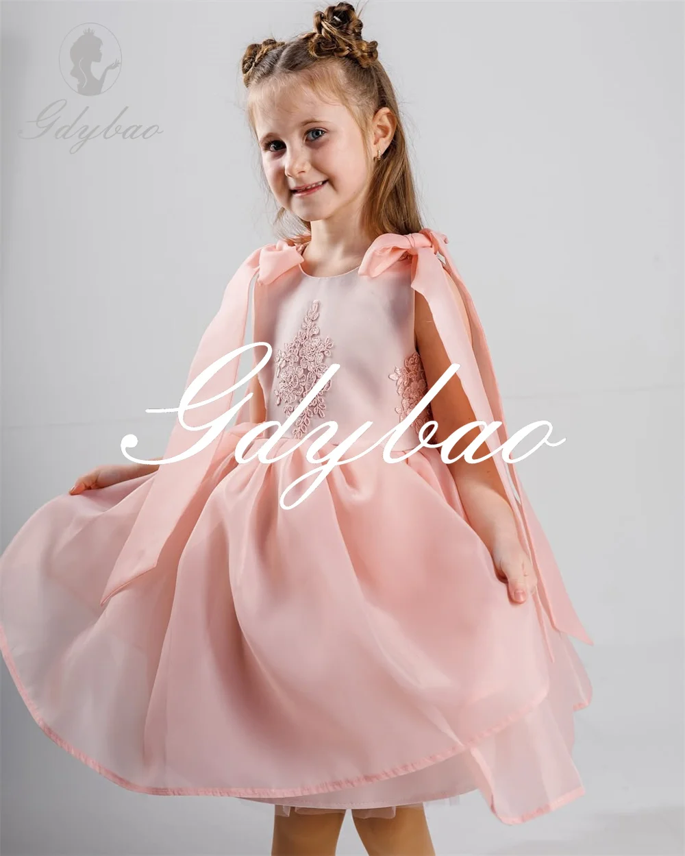 

Pleat Applique Simple Summer Style Flower Girl Dress Sleeveless Bow Princess Formal First Communion Dress New 2025 Customized