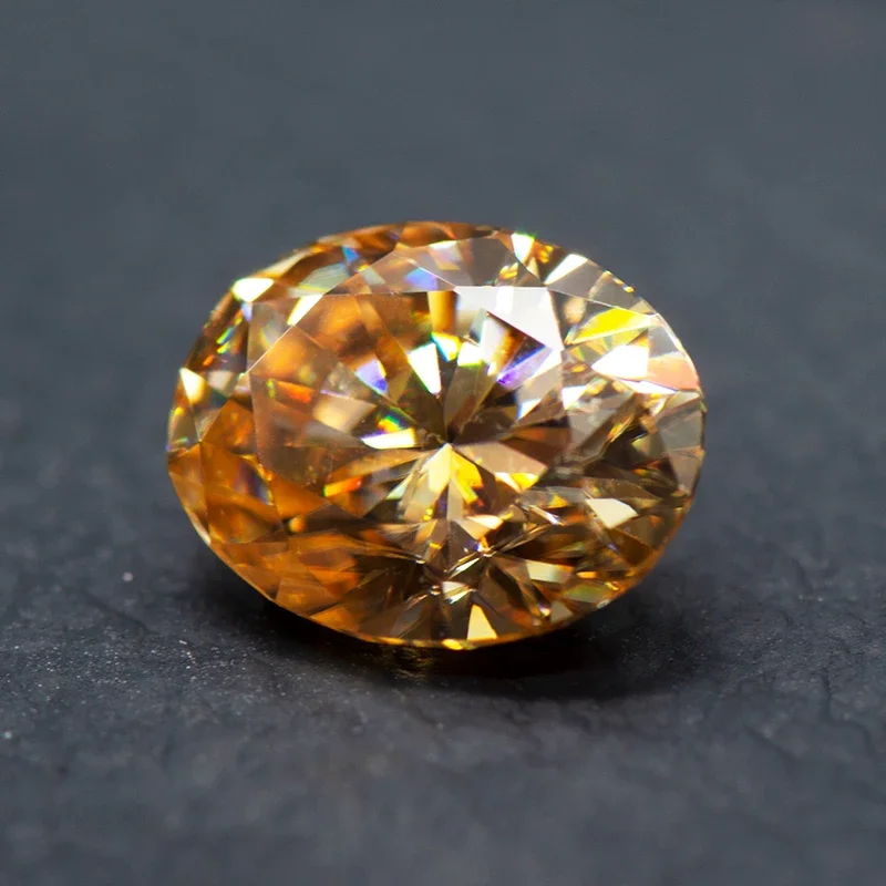 Moissanit-Stein Champagnerfarbe Ovaler Schliff Synthetischer Laborgezüchteter Edelstein Diamant-Schmuckherstellungsmaterialien Mit Zertifikat – Detail 4