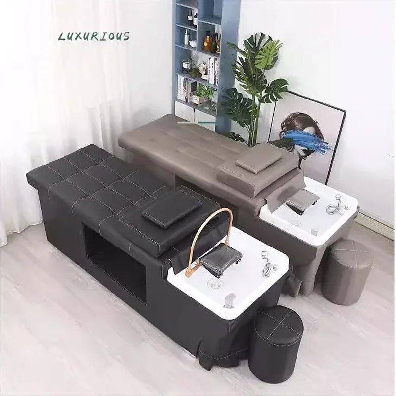 Barber Shop Massage Shampoo Chairs Head Spa Luxury Hair Salon Shower Shampoo Bed Modern Salon Furniture Silla Peluqueria FYSC