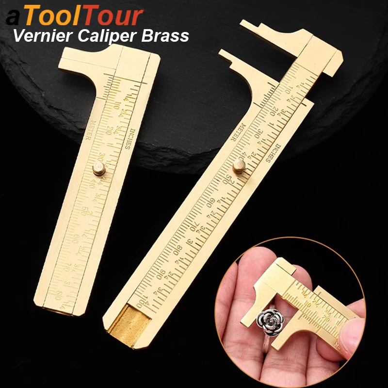 Mini Vernier Caliper Brass Metric Imperial MM INCH Small Portale Ruler Measure Tool Slide Length Gauge Copper Caliber Craft DIY