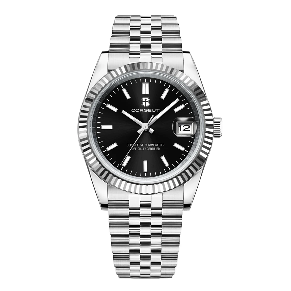 36mm/39mm Luxury Corgeut NH35A Mechanical Watch for Men Women Jubilee Bracelet Automatic Dress Watches Fluted Bezel Sapphire