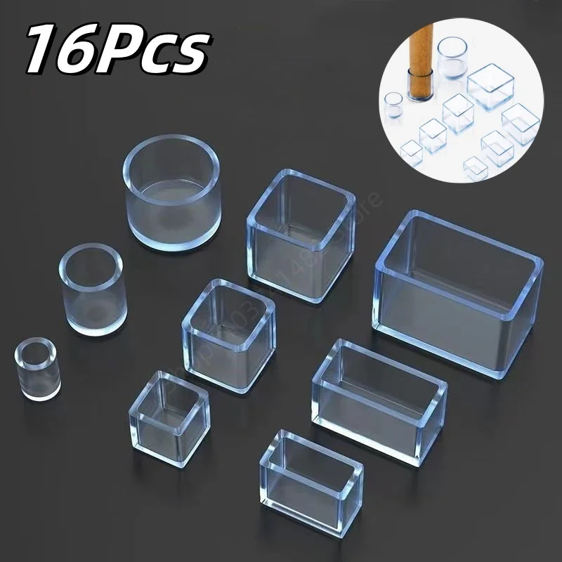 16Pcs Chair Leg Caps Non-slip Silent Furniture Table Covers Socks Plugs Cover Furniture Leveling Feet Floor Protector Pads
