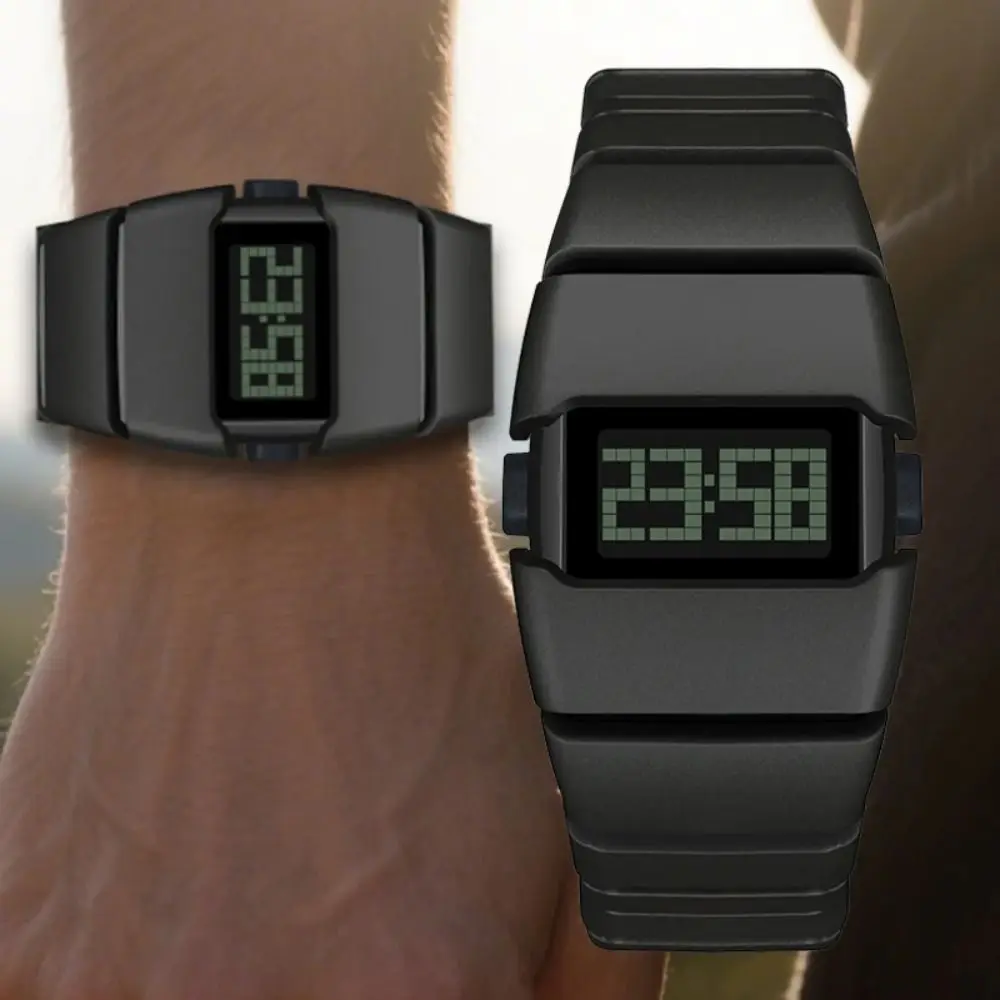 

American Fashion LED Electronic Watch Silicone Watch Strap Rectangular Dial Quartz Watch Waterproof Men's Electronic Watches