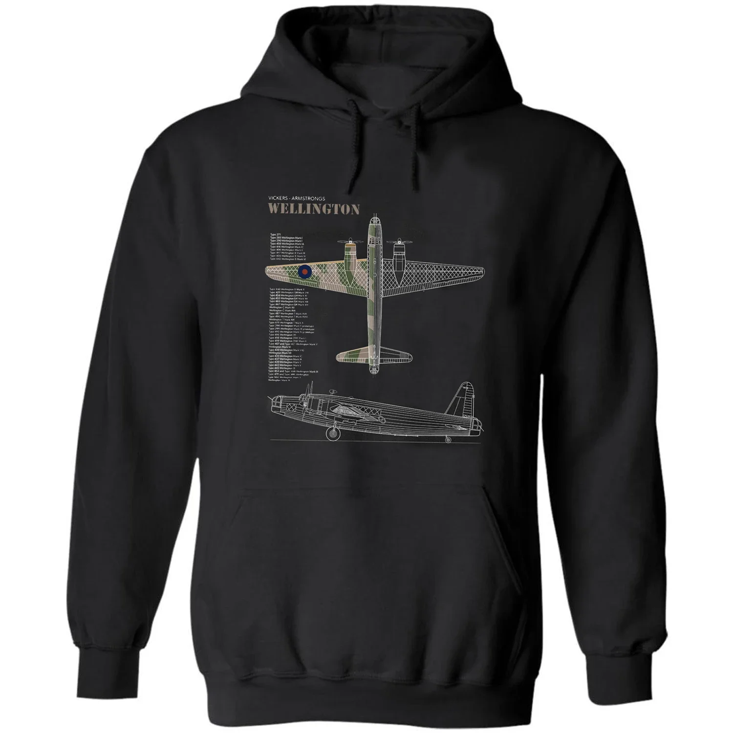 RAF Wellington Bomber and Anti-submarine Aircraft Pullover Hoodie 100% Cotton Casual Mens Sweatshirts WWII Aviation Streetwear