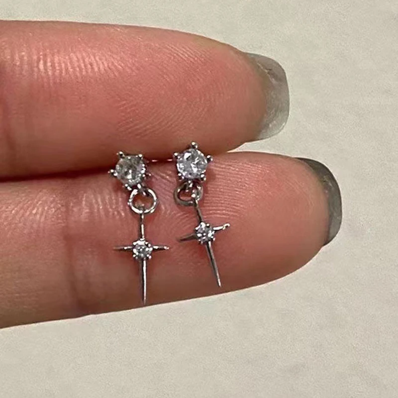 Mini cristal zircão brincos doce agulha unisex orelha studs pingente cruz estrela earbone jóias legal bonito punk grunge jóias