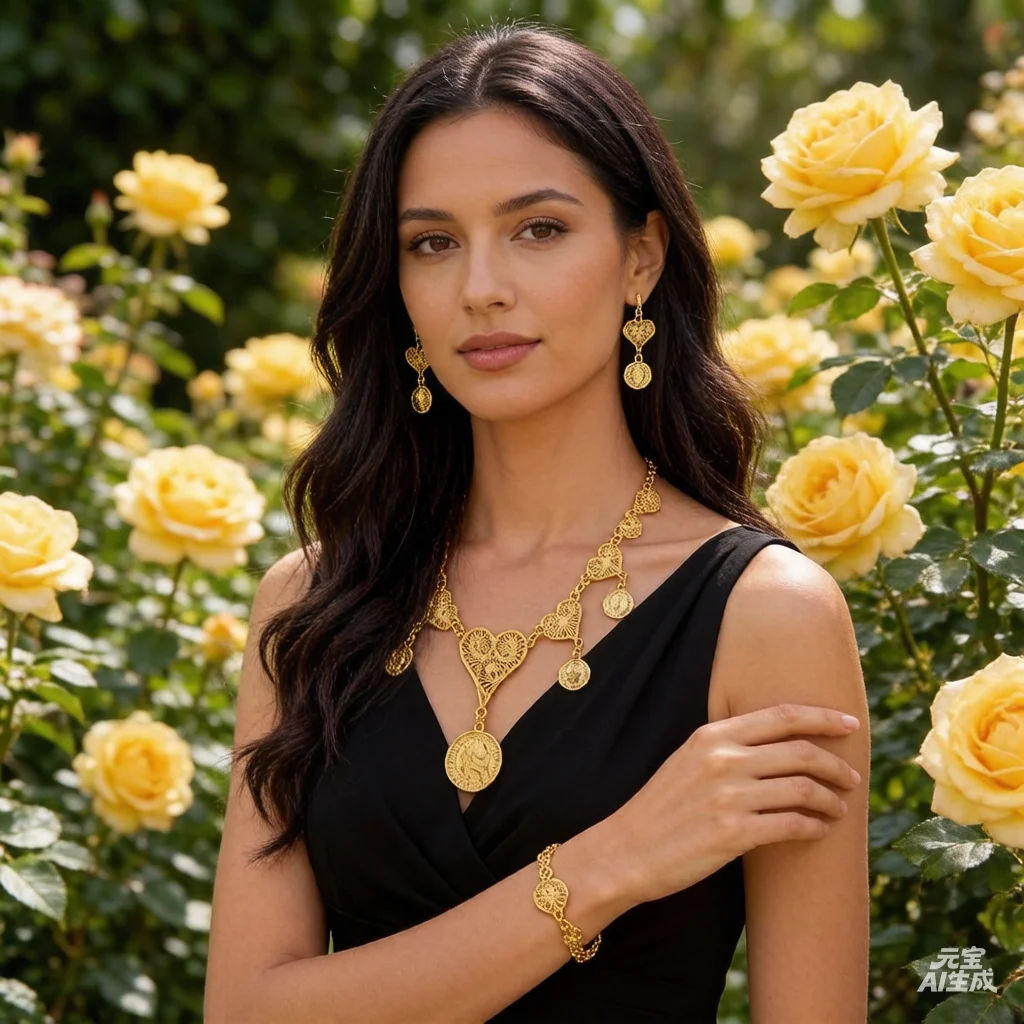 Algerian fashion women's metal  Sets Necklace Coin Brass Jewelry Thin Chain Muslim For Wedding