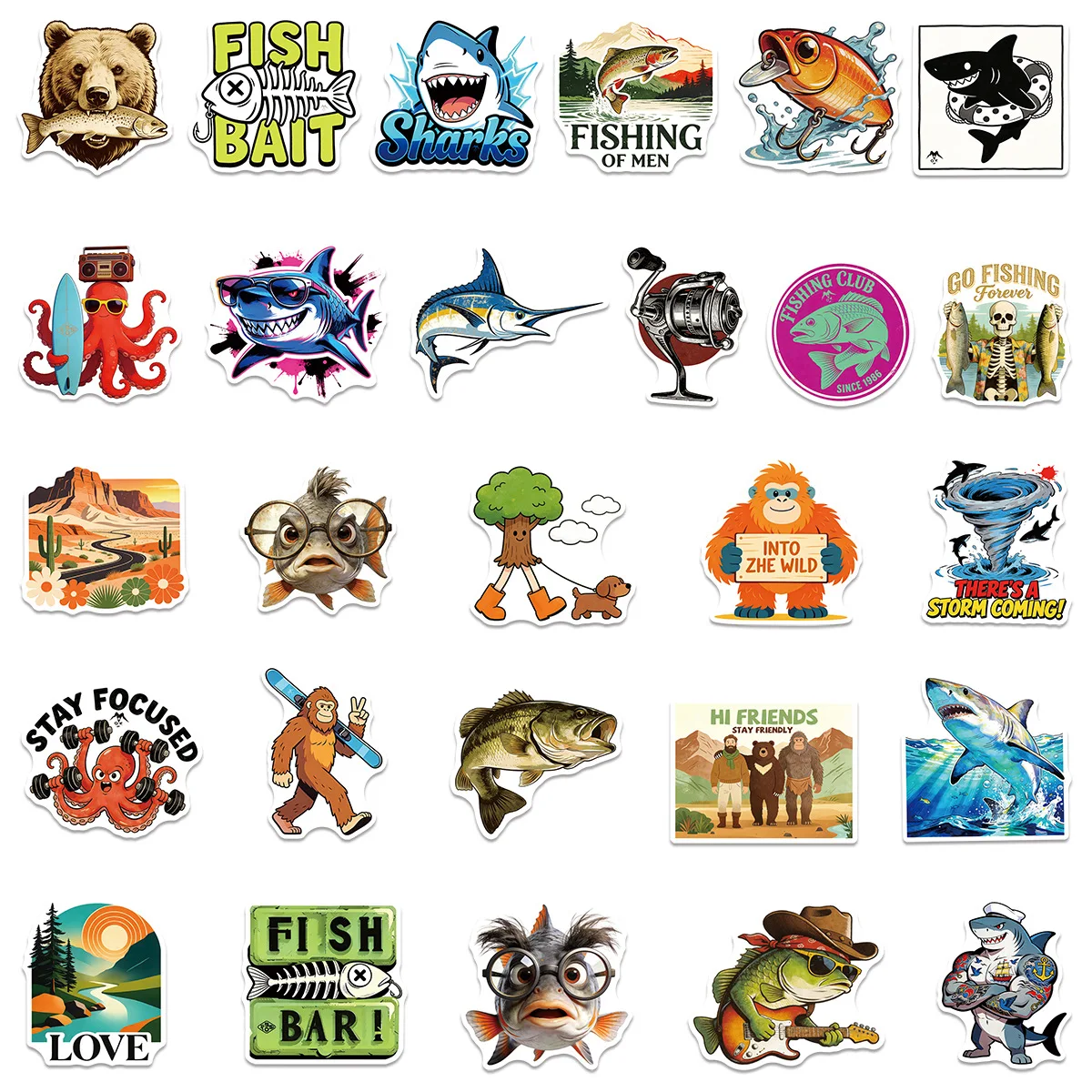10/50 SZTUK Naklejki Wędkarskie na Zewnątrz, Dekoracje, Naklejki do Albumów, na Walizki, Bagaż, Motocykle, Rower, Wodoodporne Naklejki Graffiti