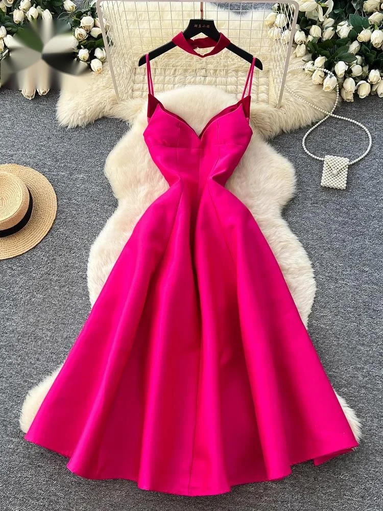 

Женское вечернее платье для зрелых женщин, однотонное, с завышенной талией, оригинальный дизайн, летнее, в стиле знаменитостей, сексуальное, роскошное, А-силуэт, на бретельках