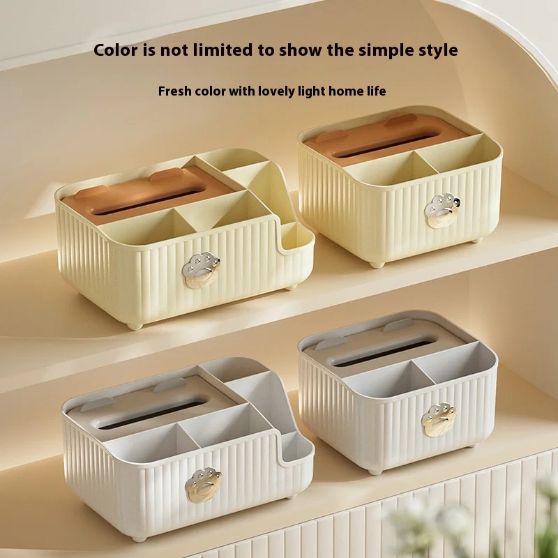 Desktop Tissue Box Partition Storage Design Mobile Phone Holder Design Multifunctional Tissue Case Small Items Desktop Organizer