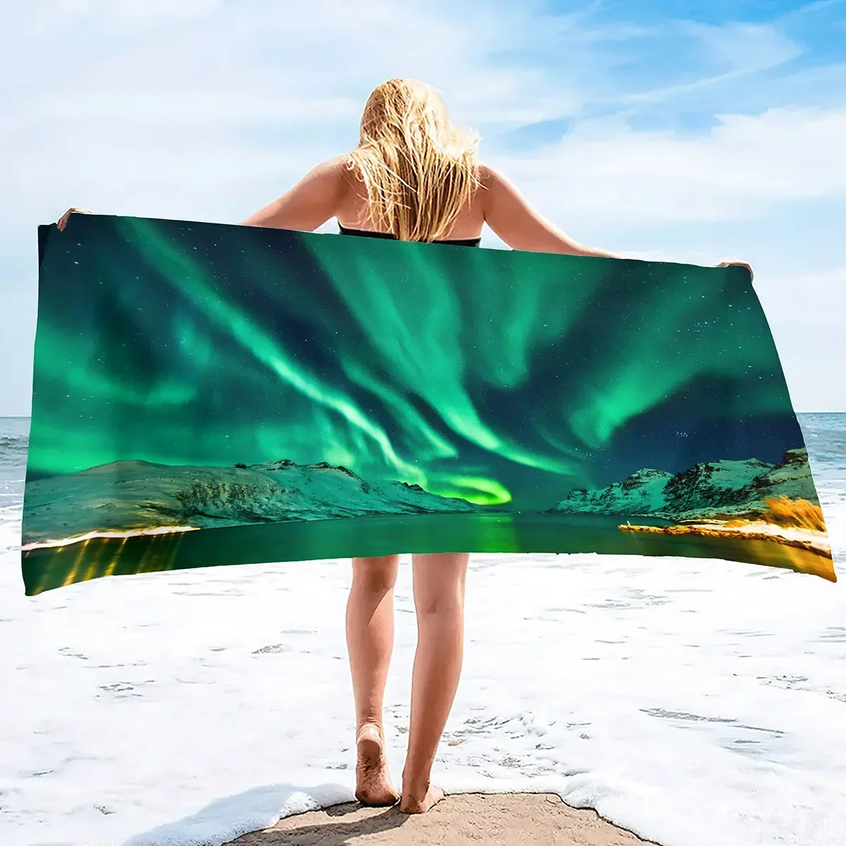 Aurora Swimming Pool Towels for Adult, Absorbent Sand Free Lightweight Beach Towels Microfiber Beach Towel Oversized for Beach
