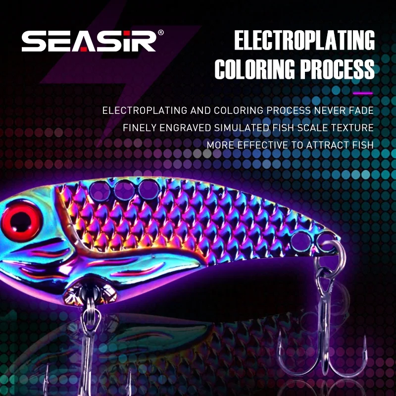 SEASIR Magic Dragon Colorful 3D Eyes Vib Lures BKK Hook Long Throw Powerful Tremor Metal Hard Bait Sinking Spoon Lures sets