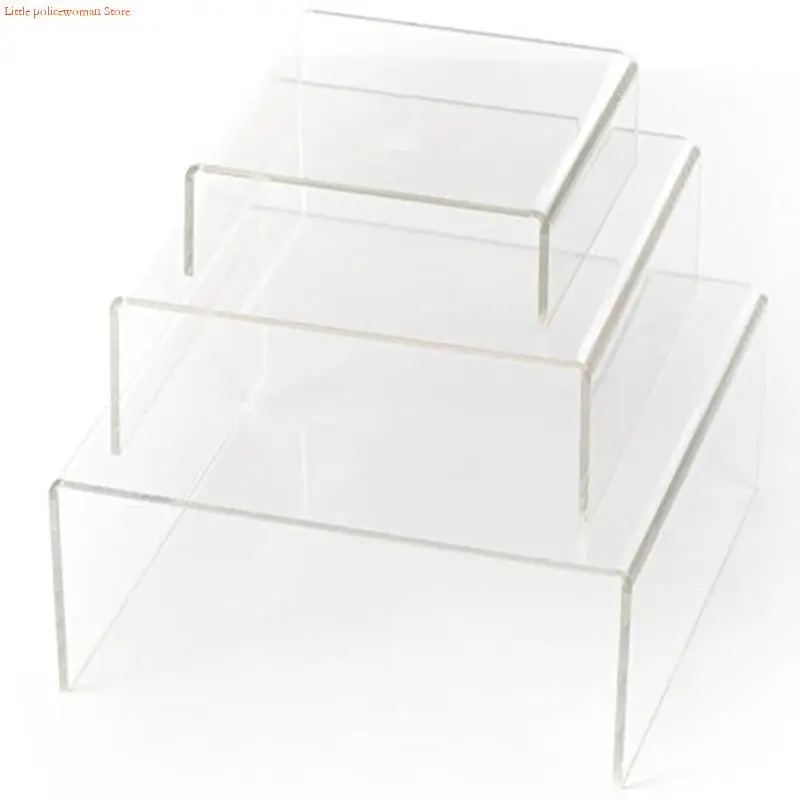 F92D Square Acrylic Clear 3 Size Riser Display Stands Showcase Set to Set Up Jewerly