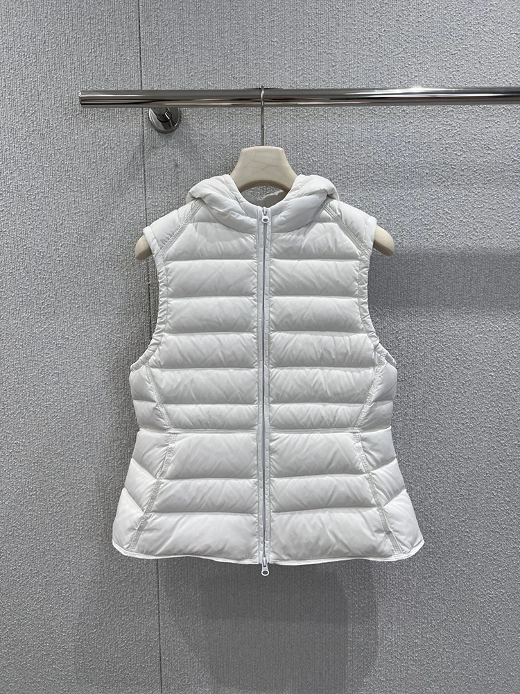 SVORYXIU Autumn winter New style Leisure Style Fried Spare Ribs Hooded collar Down Vest Woman Fashion white Keep warm Down Vest