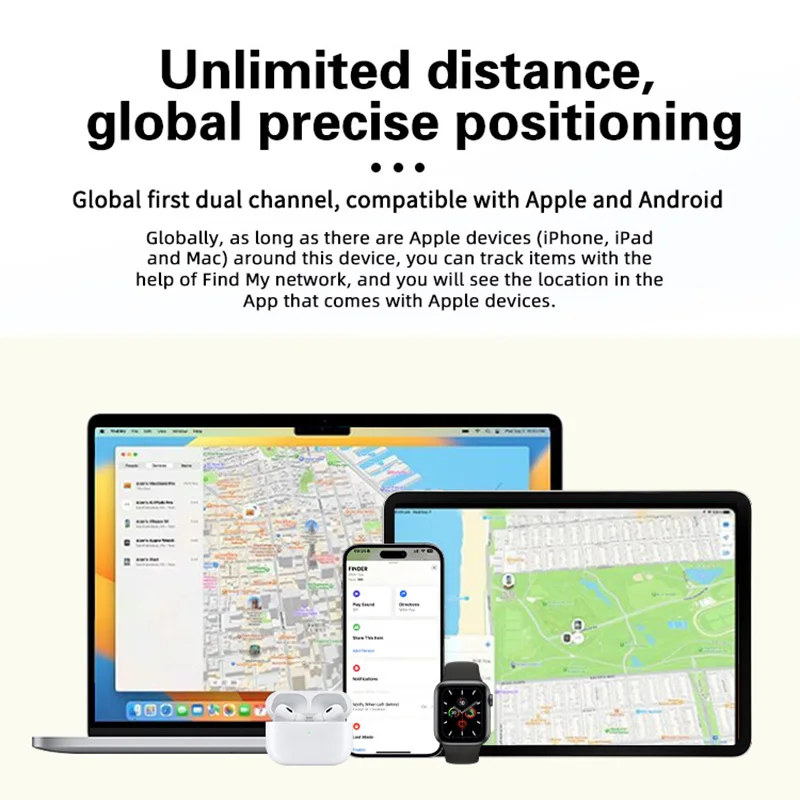 Anti-loss Card GPS Tracking Smart Location Tag IP68 Waterproof Wireless Charging Slim for Wallet Keys Pet Location Finder