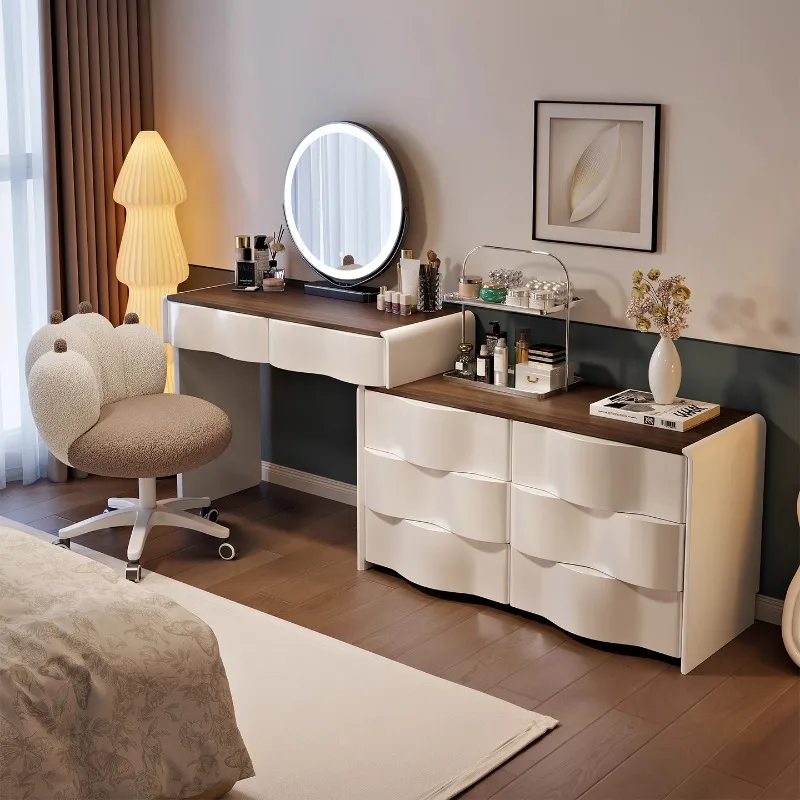 

Cream Wind Solid Wood Dresser Bedroom Modern Simple Makeup Table