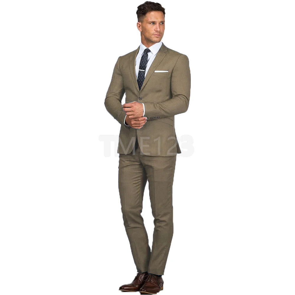 (Jacket+Pant) Boutique Fashion Lattice Formal Business Men's Suit Groom Wedding Dress Show Party Show Prom Male Suit Custom Made