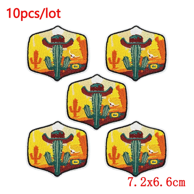 10Pcs/Lot Western Cowboy Wilderness Embroidery Patch Iron On Patches For Clothing Thermoadhesive Patches DIY Jacket Jeans Decor