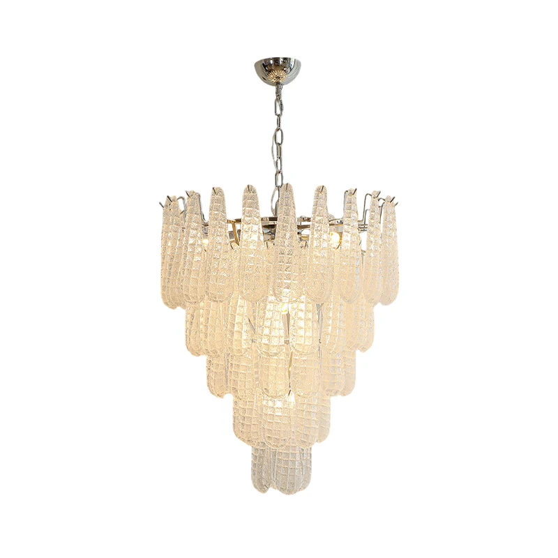 Imagem -04 - Design Francês Glass Art Dimmable Led Chandelier Suspensão Luminária Luz Pendurada para Sala de Jantar E27 2024