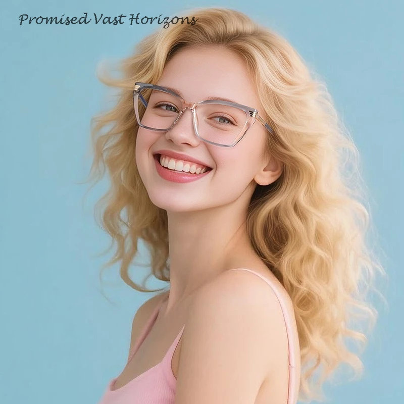 

Sweet Female Progressive TR Front Metal Needle Temples Women's Versatile Blue Light Blocking Plano Lens Optical Glasses Frames