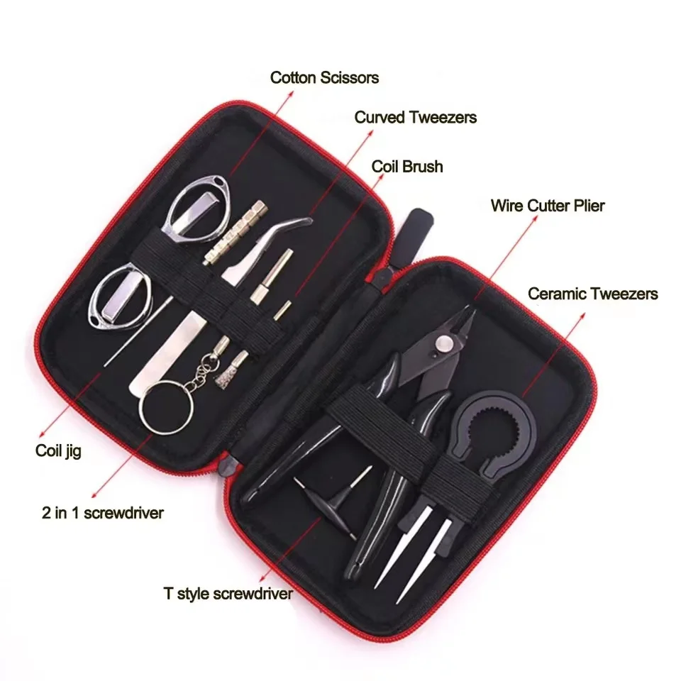 Sharevape Mini Vape DIY Tool Bag Tweezers Pliers Wire Heaters Kit Coil Jig Winding For Packing Electronic Cigarette Accessories