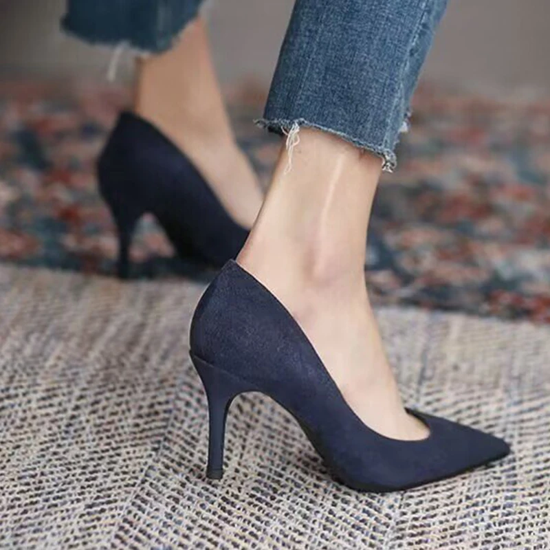 Sexy Pointed Toe High Heels Shoes Women Shallow Office Pumps Shoes Spring Suede Fashion Elegant 2024 Mujer New Zapatos Stilettos