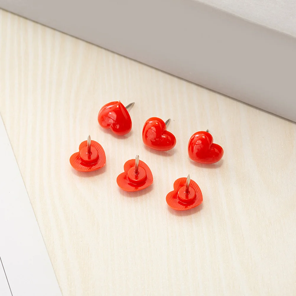 

50pcs Heart Shaped Push Pins Decorative Steel Point Tacks For Cork Board Bulletin Wall Decor Plastic Thumb Tacks Office School