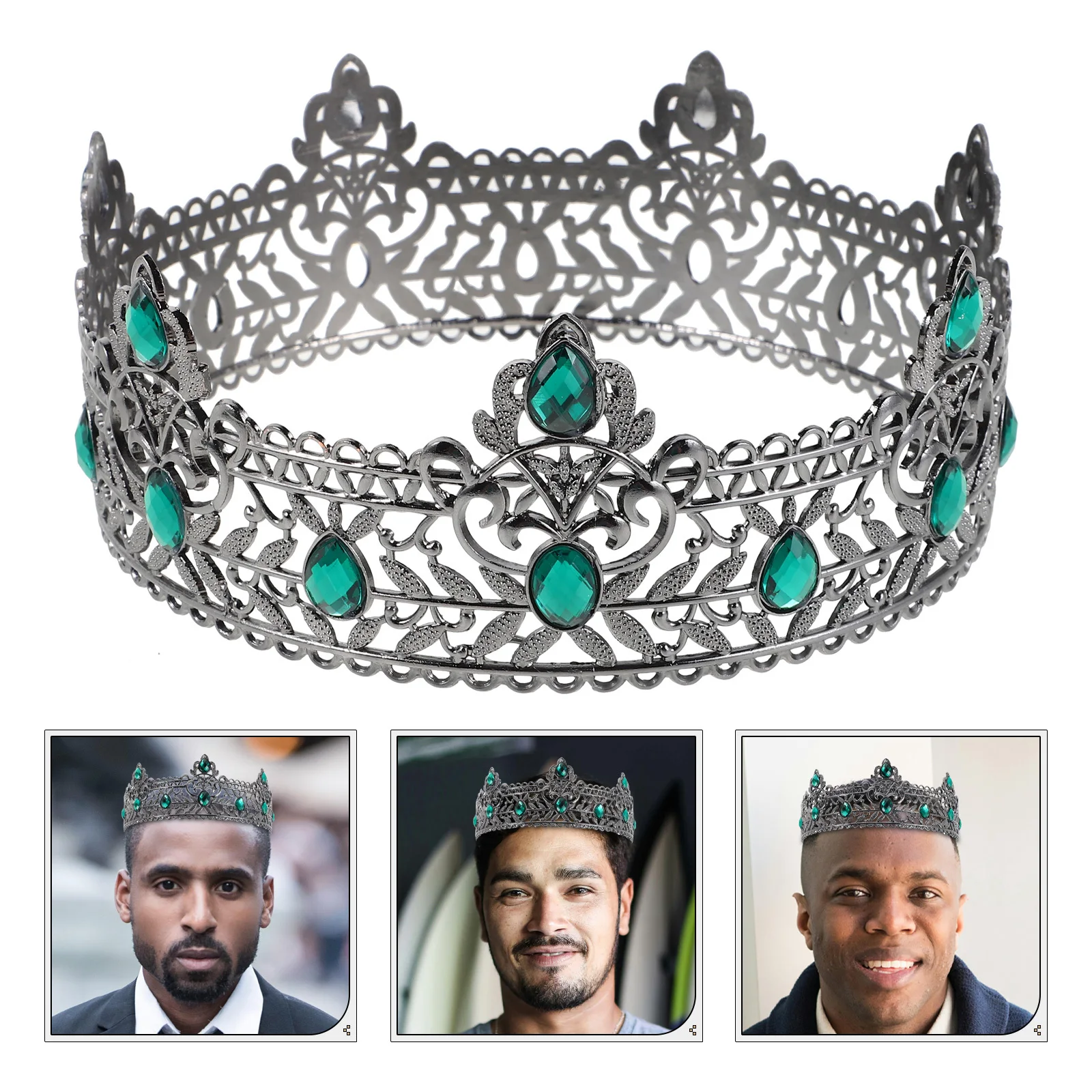 

Medieval Crown Elegant Rhinestone Headband Crown For Men Women Wedding Party Cosplay Costume Accessory Hair Ornament