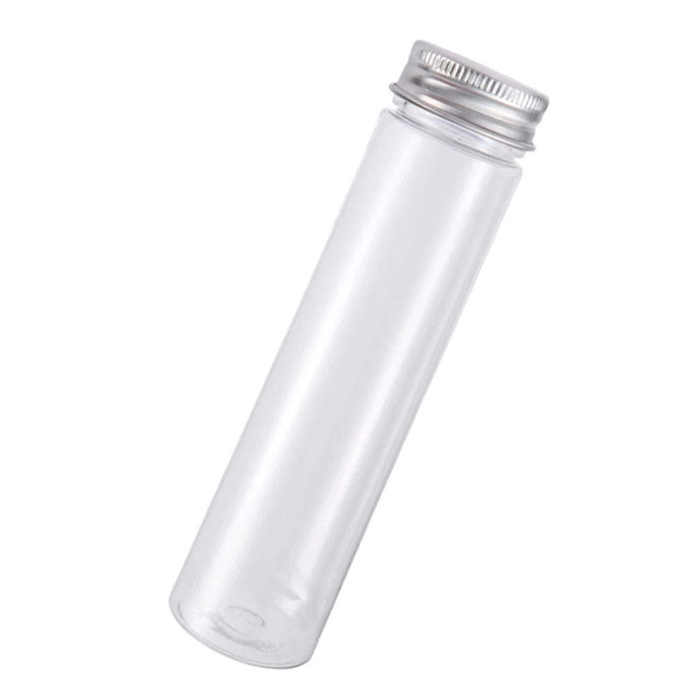 

2pcs Flat Bottom Test Tube Plastic Leak Proof Clear Containers with Aluminum Screw Caps for for Handcrafts