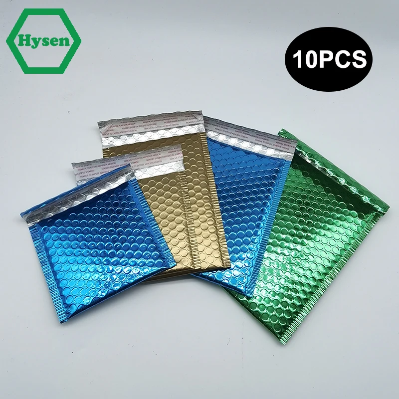 bolsas de envio do correio da bolha de hysen para pequenas empresas embalagem de presente a prova de lagrimas azul ouro do champanhe verde aluminizado bolsa de bolhas 01