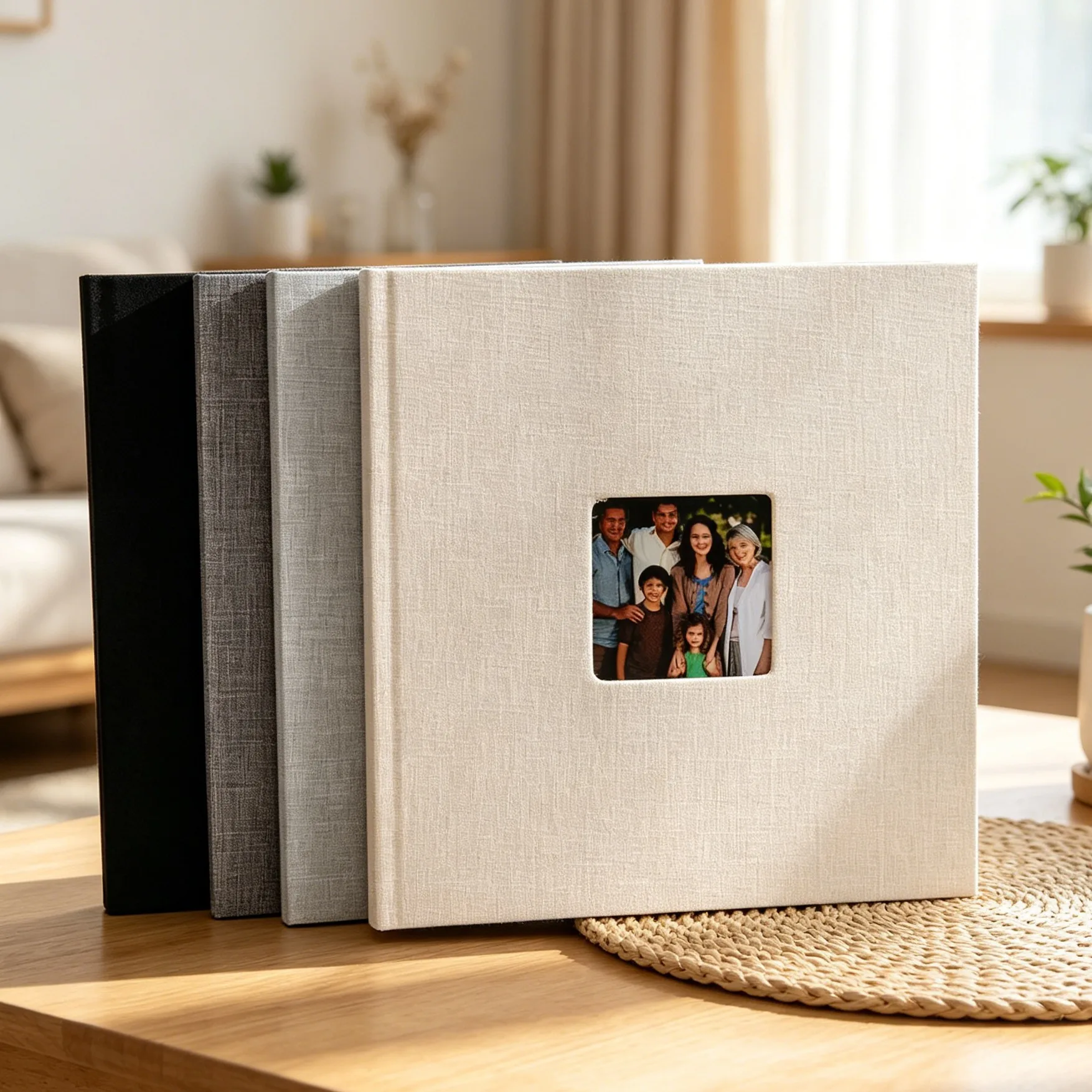 E2 Linen Front Window Scrapbook 18 Inch 20 Sheets 40 Pages DIY Self-Adhesive Photo Album Large Family Wedding DIY Memory Book