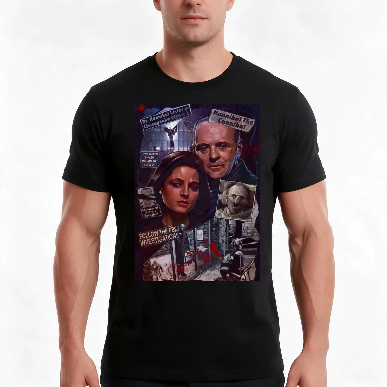 The Silence of the lambs Movie Poster T-Shirt, Summer Casual Cotton Tee, Oversized Streetwear Tops, Vintage Graphic Print
