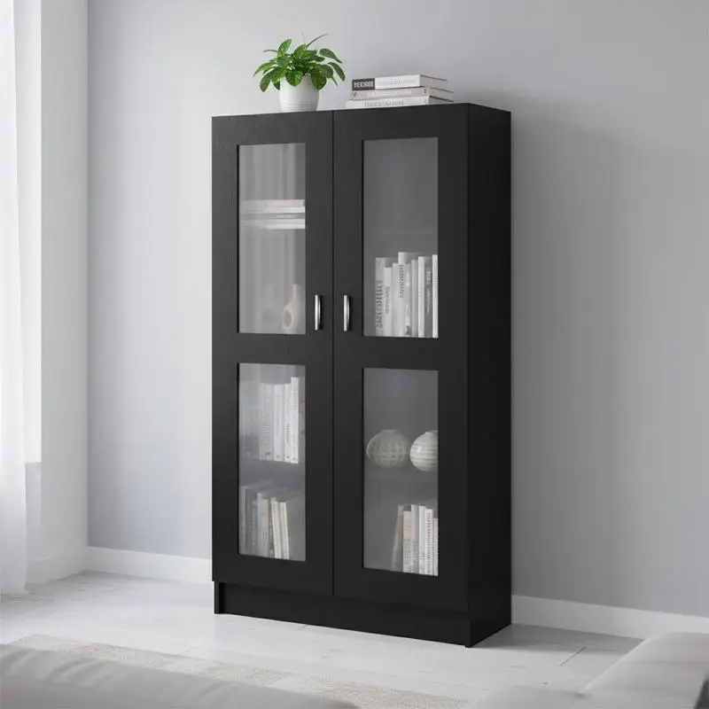 Vitrine noire 82,5x30,5x150 cm en bois d'ingénierie renforcé