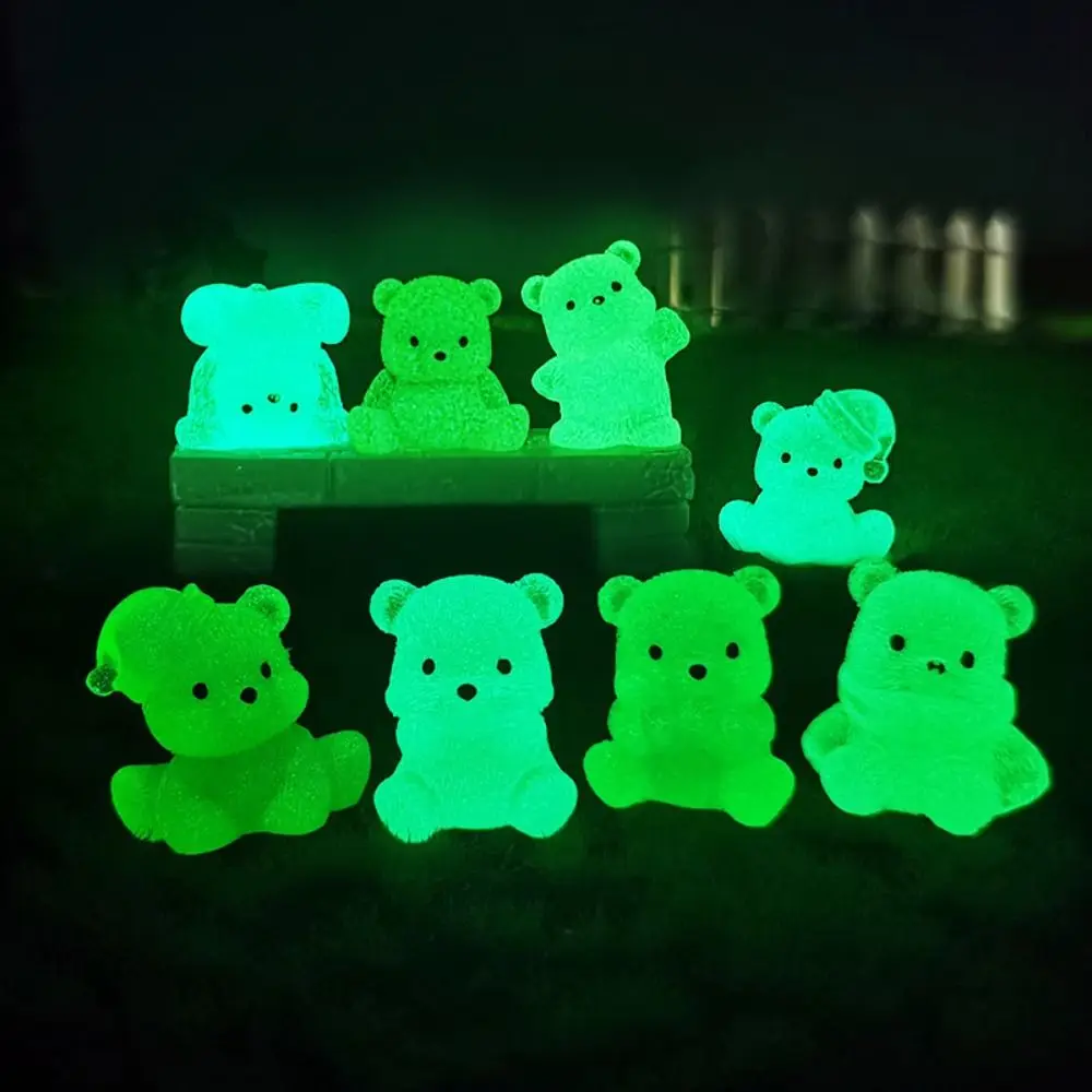 New Luminous Garden Landscaping Bear Multi-color Car Bear Ornaments Simulation Zoo Forest Bear Resin Landscaping Accessories