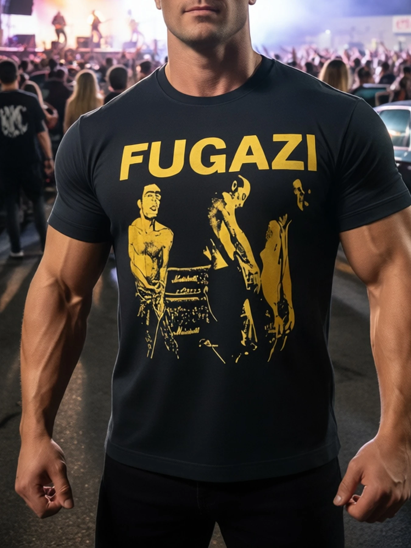 Men'S Retro 90S Fugazi Band T-Shirt - Vintage 90S Graphic Tee with Iconic Parking Lot Concert