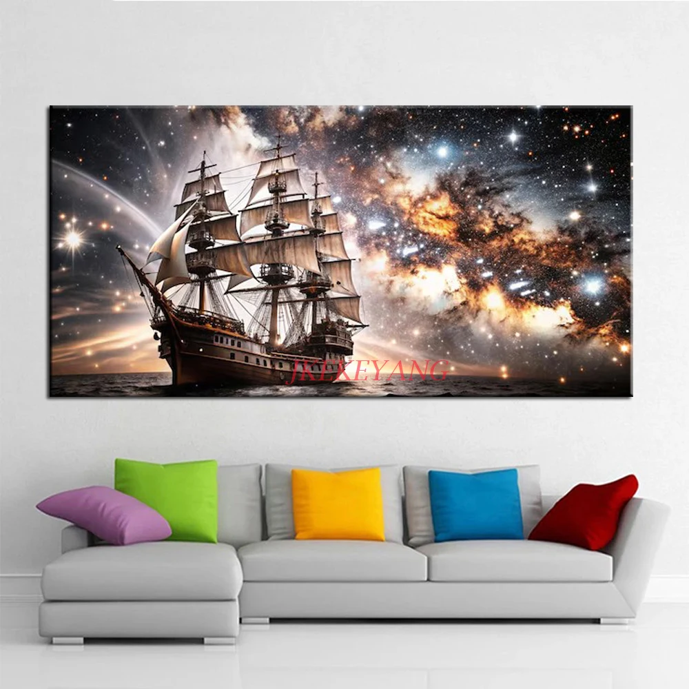 DIY Diamond Painting Cross Stitch Sailing  Ocean Starry Sky Full Drills Diamond Mosaic New Collection 2024 Home Decor Gift