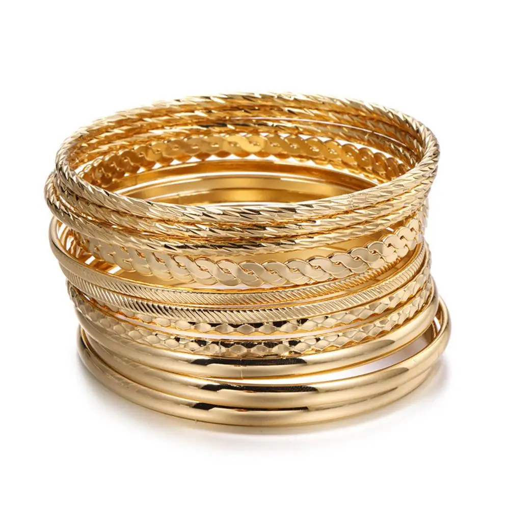 12Pcs/Set Fashion Of Bracelet Sets Decorative Hundred Match Bohemian Wind Multi-layer Alloy Bracelet Female Wholesale