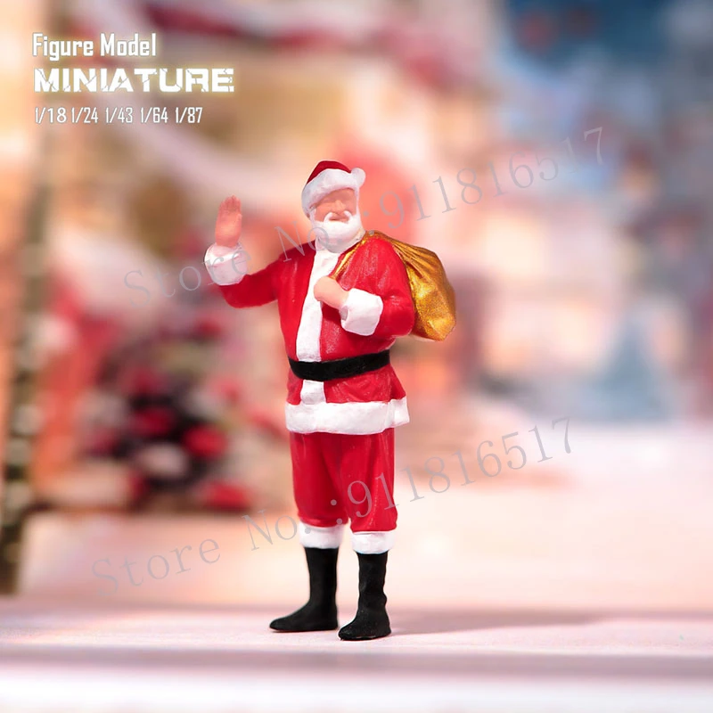 Miniaturas 1/87 1/64 1/43 1/24 1/18 Navidad Santa Claus figura de niña escena arena fotografía modelo adornos de mesa Decoración