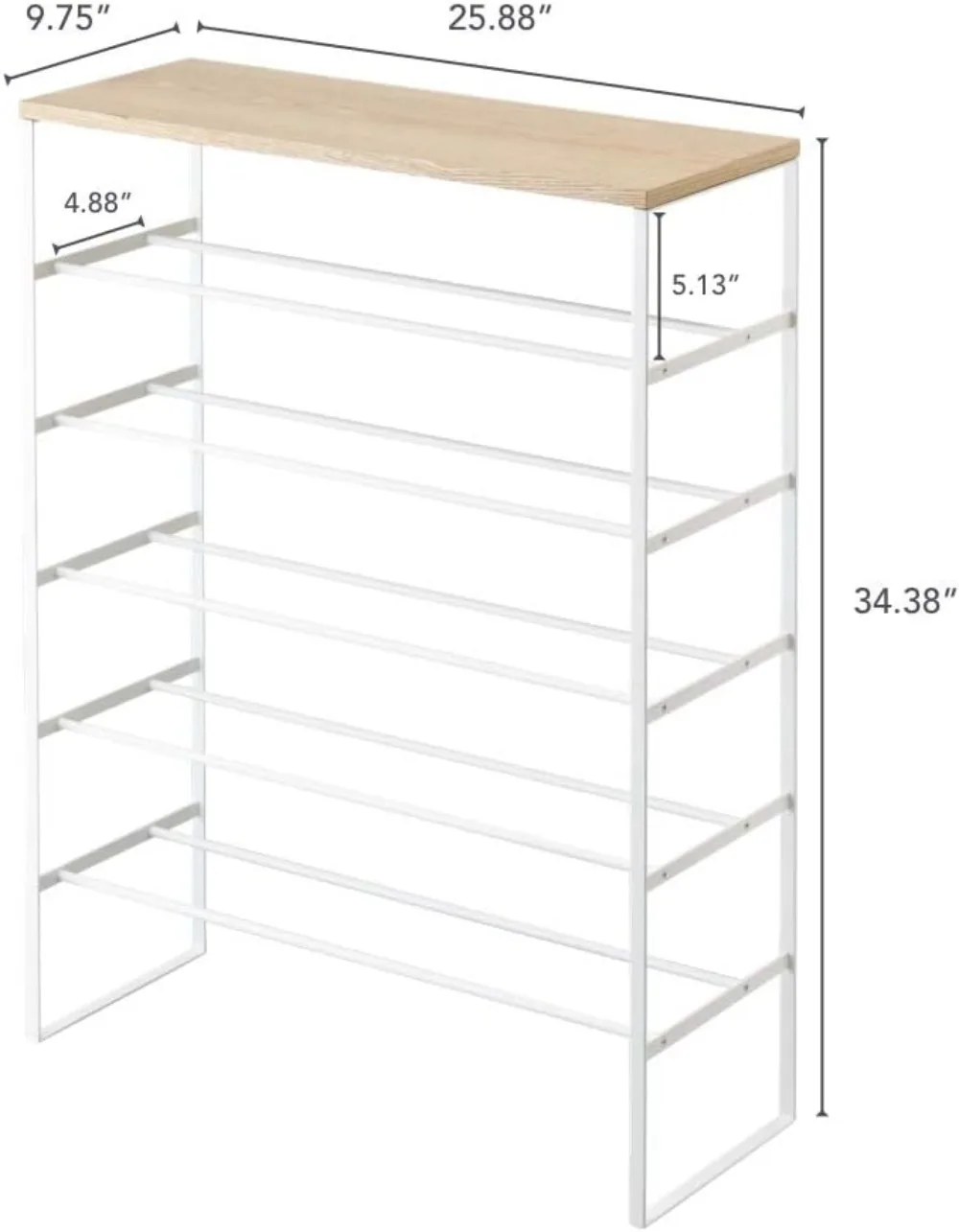 Yamazaki Home 6 Tier Wood Top Shoe Rack Steel One Size