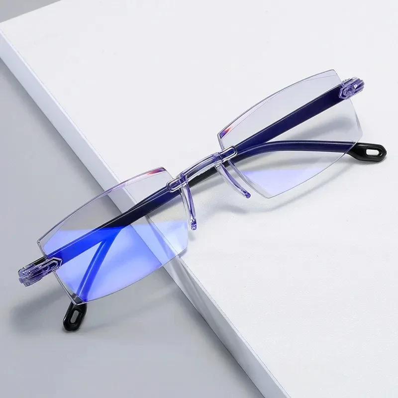 Anti-blue Light Glasses Men Women Vintage Rimless Nearsighted Eyeglasses Male Fashion Business Myopia Glasses -1.0 To -6.0