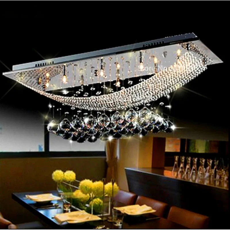 Continental Restaurant Hotel Villa Living Room Hanging lamp Ceiling Suspend Nordic American K9 crystal chandelier rectangular