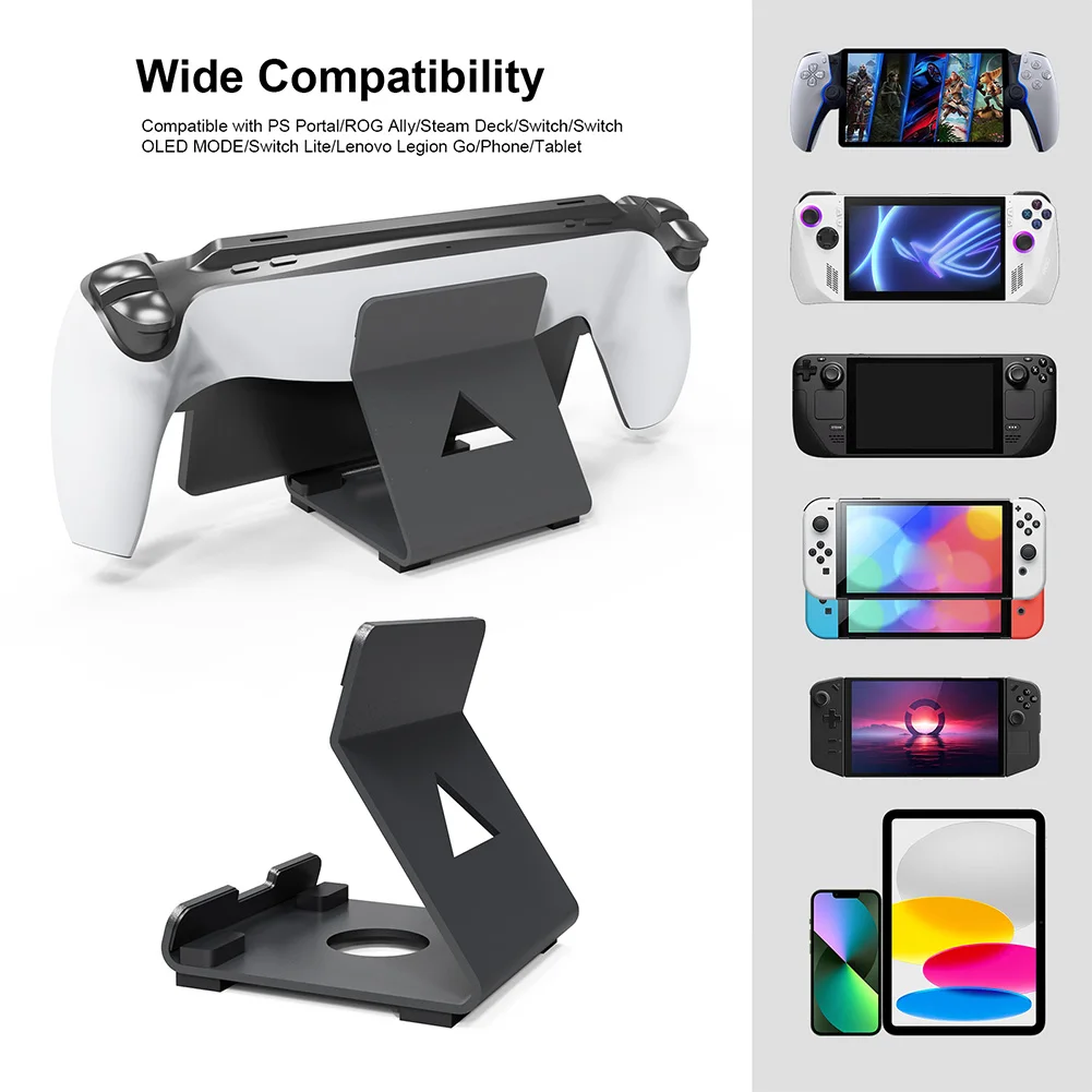 Desktop Stand Holder with Anti-Slip Silicone Pad Tablets Stand Handheld Game Console Holder for PS5 Portal Steam Deck ROG Switch