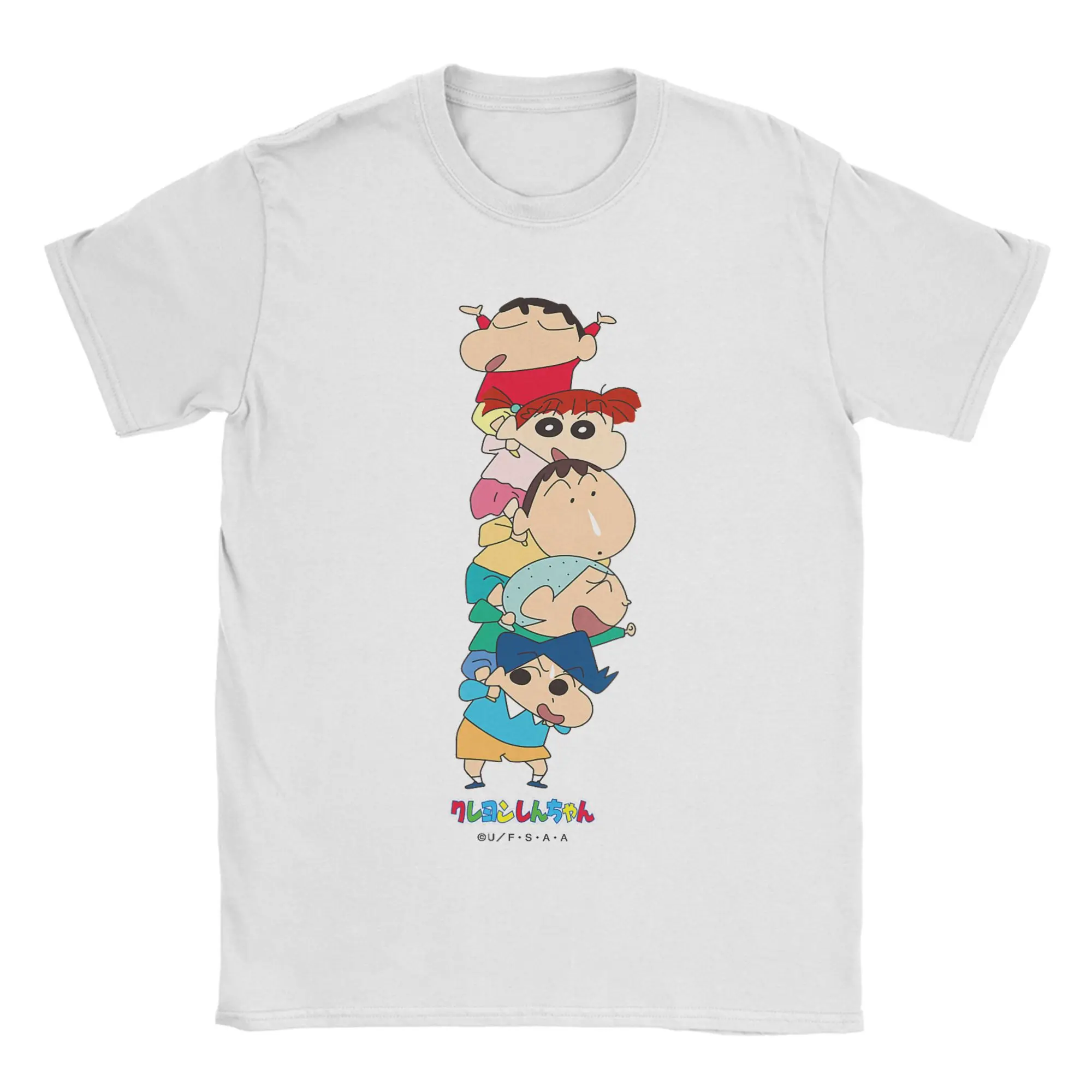 Men Crayon Shin chan Piggyback! Kasukabe Defense Corps T Shirt  Pure Cotton Clothing Crew Neck Tee Shirt New Arrival T-Shirt