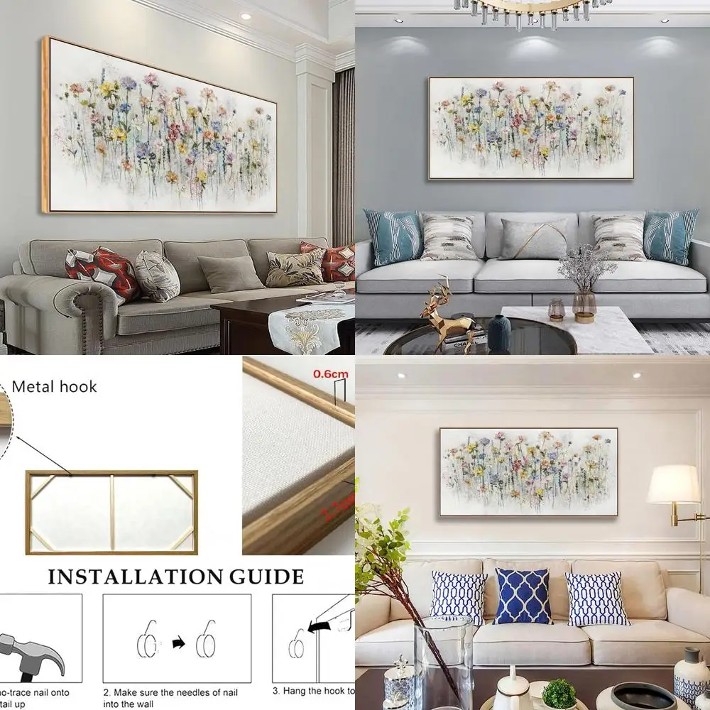 

Framed Floral Artwork for Home Decor: Waterproof Canvas, Ideal for Living Room, Bedroom, Kitchen, and Office