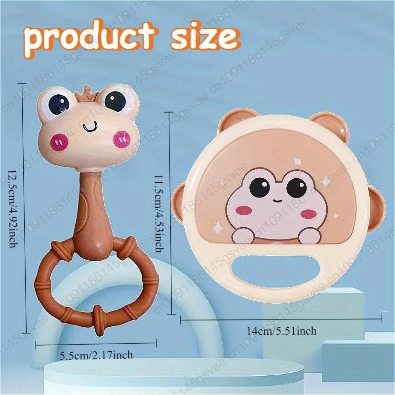 1/2 قطعة خشخيشة ضفدع لطيفة ومثيرة للاهتمام باليد للتدريب على القبضة، تحفيز اللمس وتهدئة وقت النوم، متينة وسهلة التنظيف #6