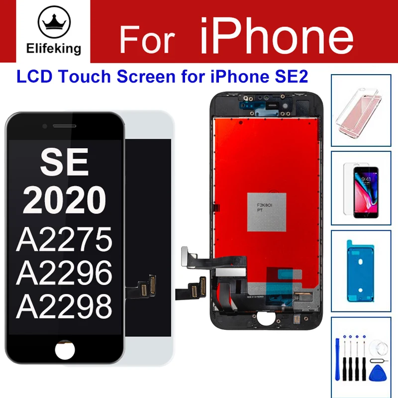 Pantalla LCD AAA SE2 para iPhone SE 2020 reemplazo de pantalla táctil A2296 A2275 A2298 sin píxeles muertos + vidrio templado + herramientas 100%