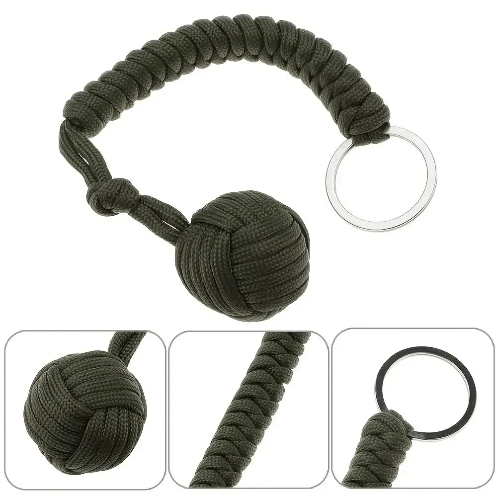 ZK30  Outdoor Self-Defense Umbrella Rope,Monkey Fist Steel Ball Paracord Survival Key Chain Outdoor Safety Protection Accessorie